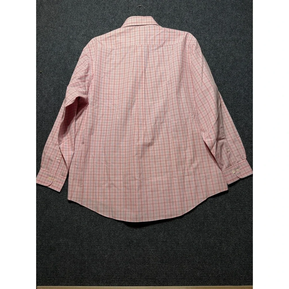 Brooks Brothers Button Down Shirt Mens XL Pink Non-Iron Plaid Long Sleeve